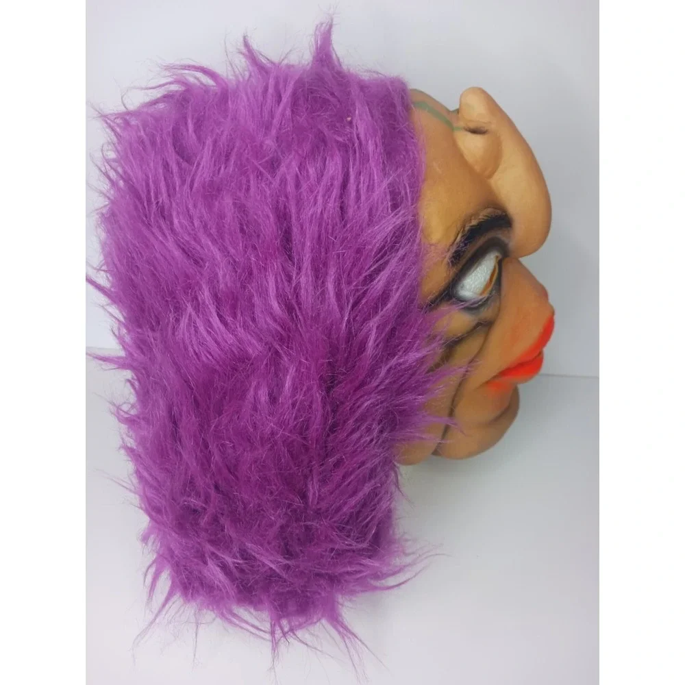 Vintage Fun World Halloween Mask - Purple Hair , Upside Down Nose